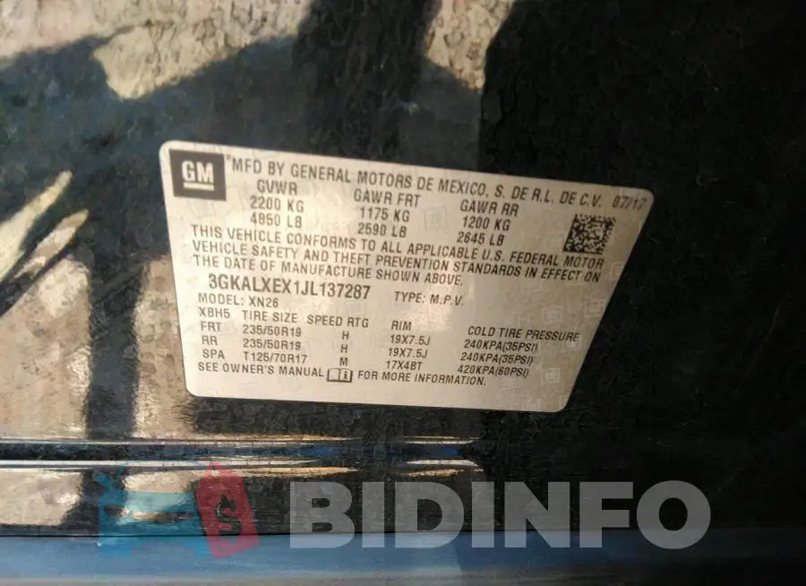 3GKALXEX1JL137287 Photo# 9