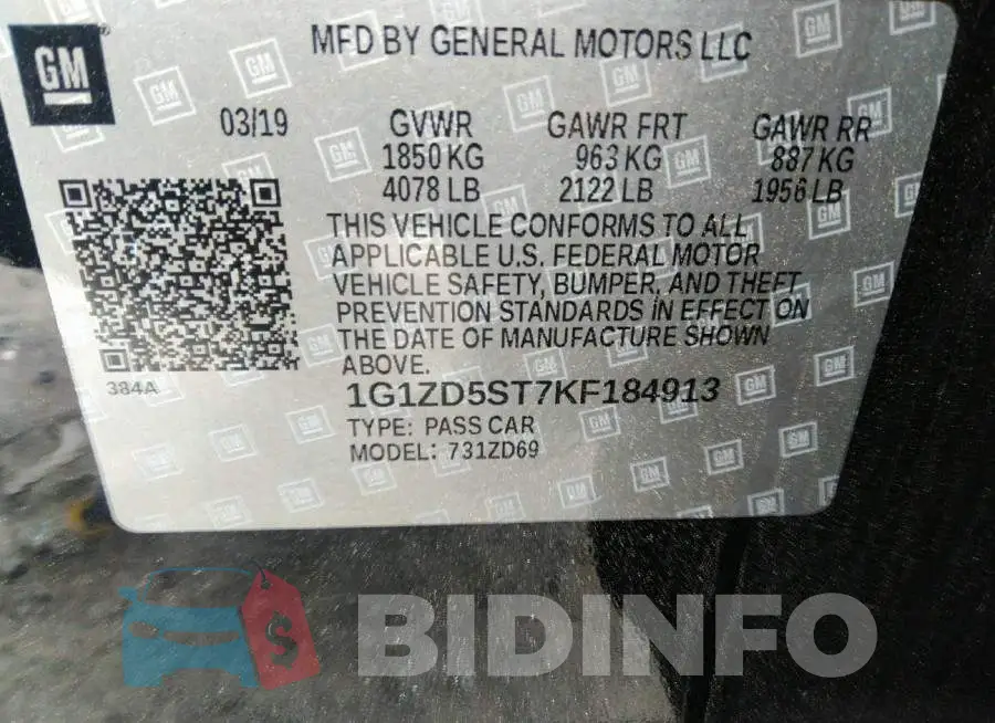 1G1ZD5ST7KF184913 Photo# 9