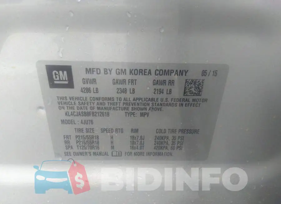 KL4CJASB8FB212618 Photo# 9