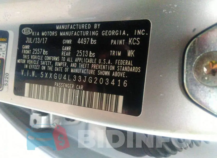 5XXGU4L33JG203416 Photo# 9