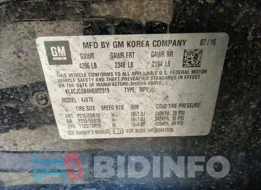 KL4CJCSB4HB002919 Photo# 9