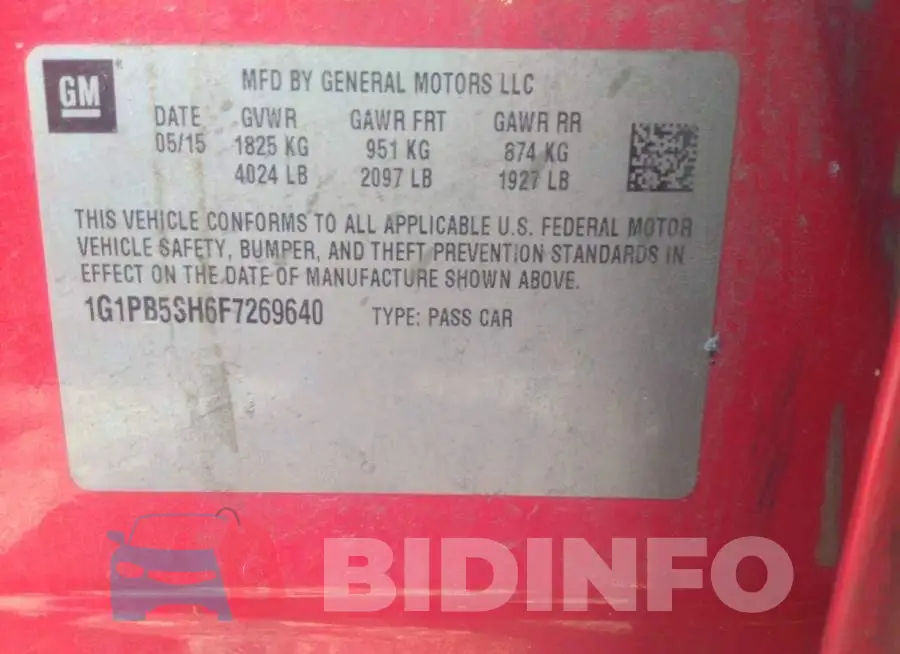 1G1PB5SH6F7269640 Photo# 9