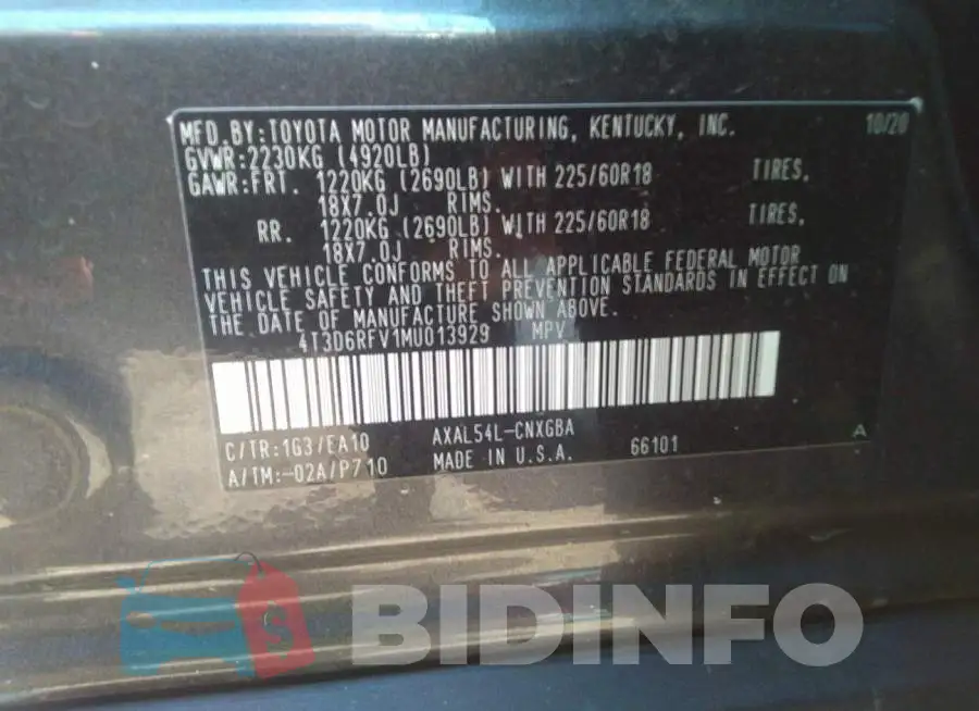 4T3D6RFV1MU013929 Photo# 9