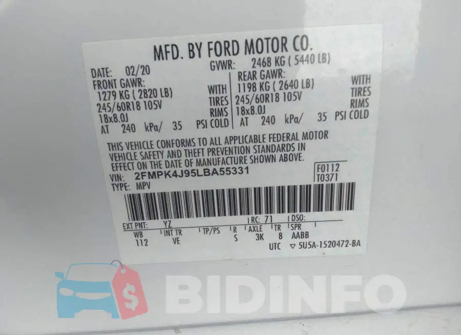 2FMPK4J95LBA55331 Photo# 9