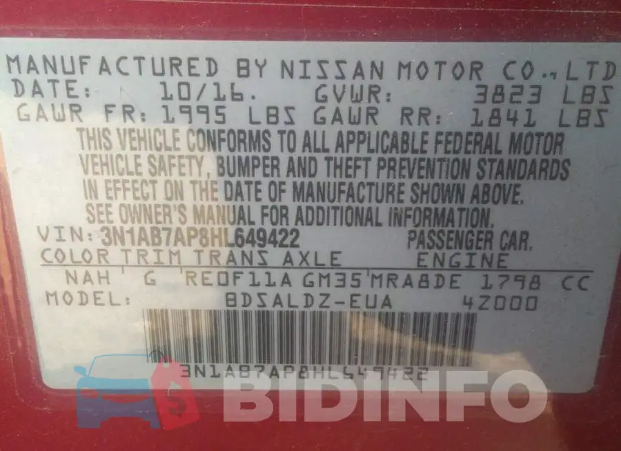3N1AB7AP8HL649422 Photo# 9