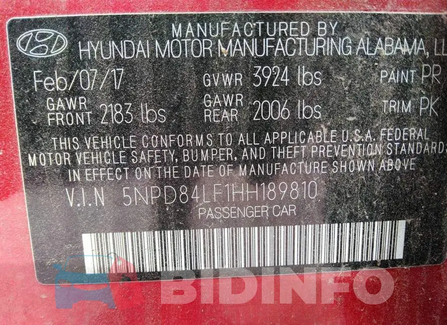 5NPD84LF1HH189810 Photo# 9