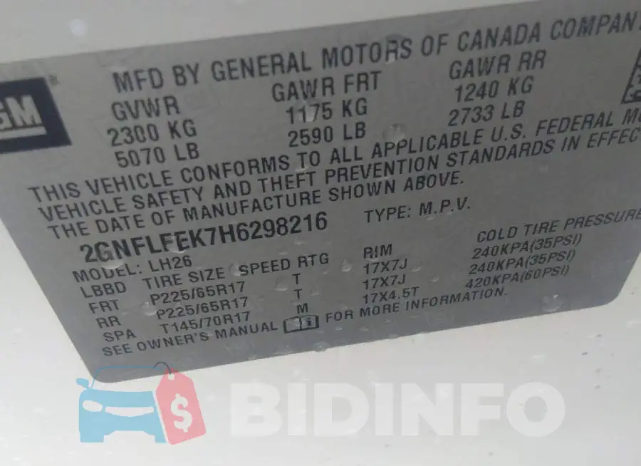 2GNFLFEK7H6298216 Photo# 9