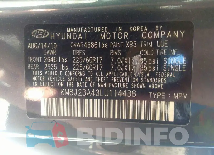 KM8J23A43LU114438 Photo# 9