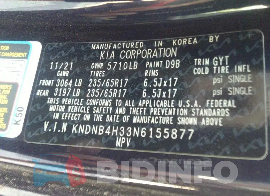 KNDNB4H33N6155877 Photo# 9