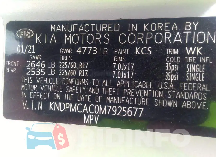 KNDPMCAC0M7925677 Photo# 9