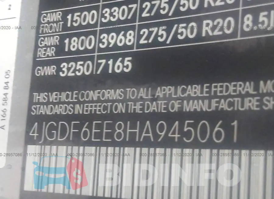 4JGDF6EE8HA945061 Photo# 9