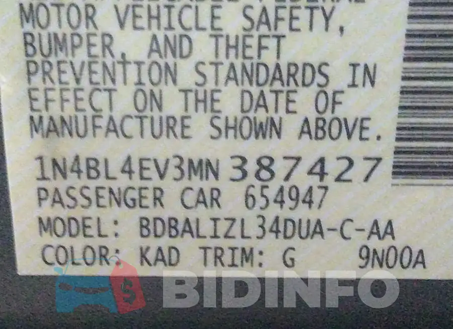 1N4BL4EV3MN387427 Photo# 9
