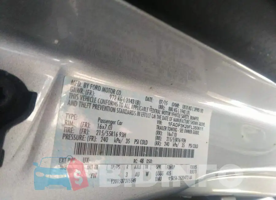 1FADP3K29FL350611 Photo# 9