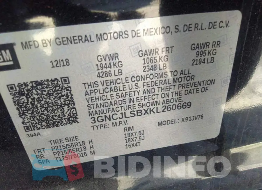 3GNCJLSBXKL260669 Photo# 9
