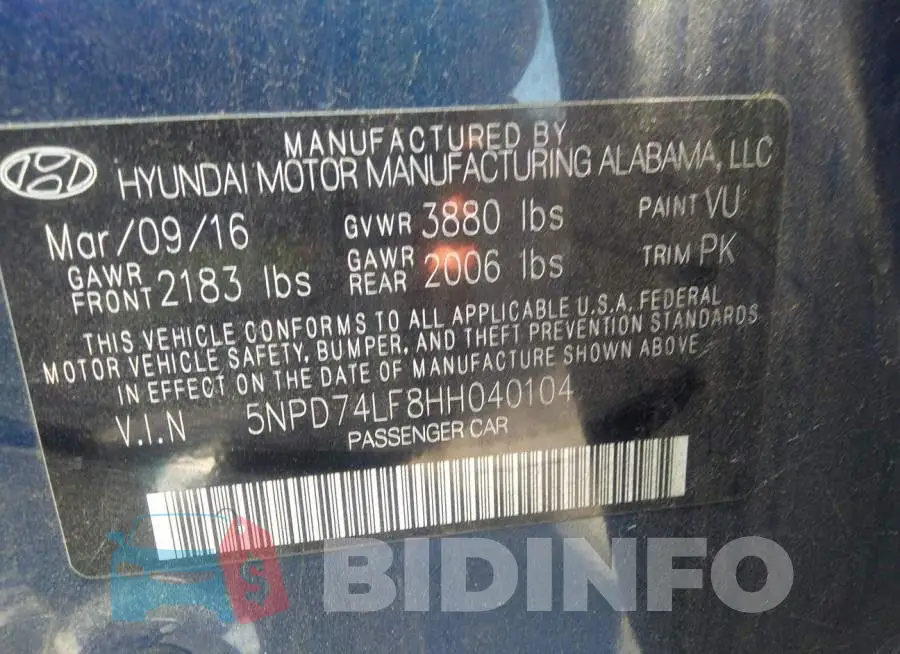 5NPD74LF8HH040104 Photo# 9