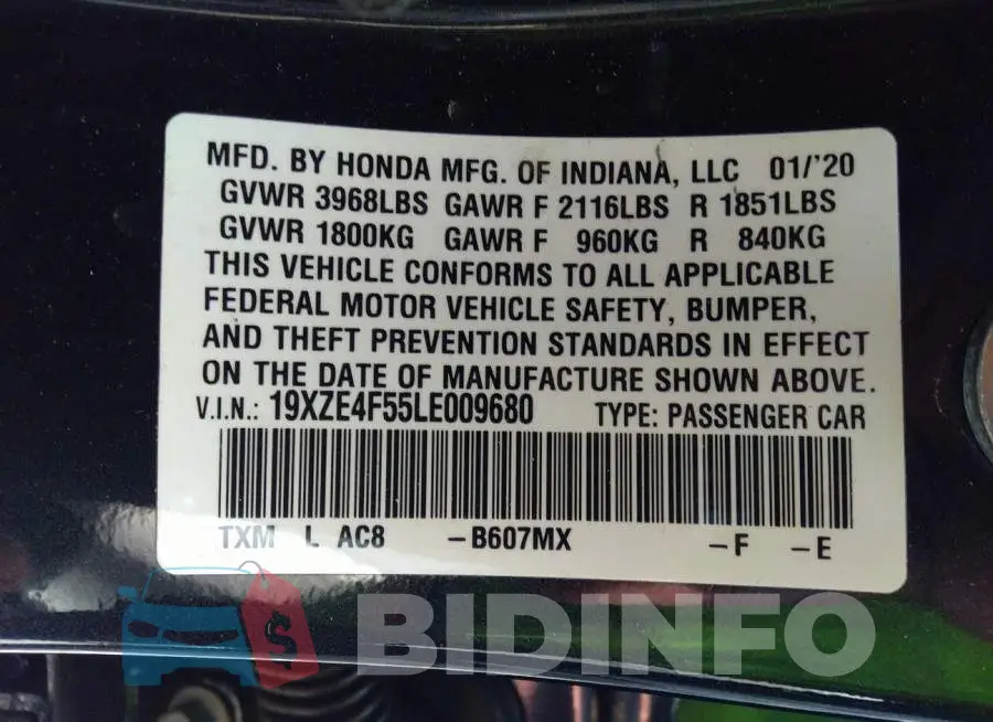 19XZE4F55LE009680 Photo# 9