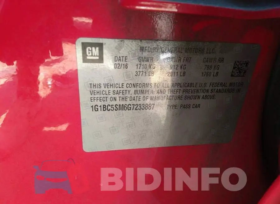 1G1BC5SM6G7233887 Photo# 9