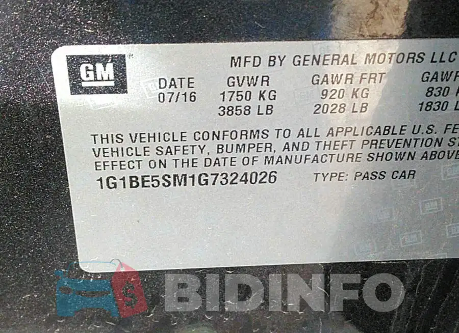 1G1BE5SM1G7324026 Photo# 9
