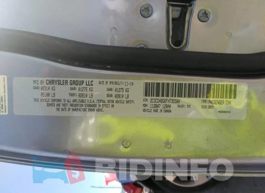 2C3CDXBG6FH735580 Photo# 9