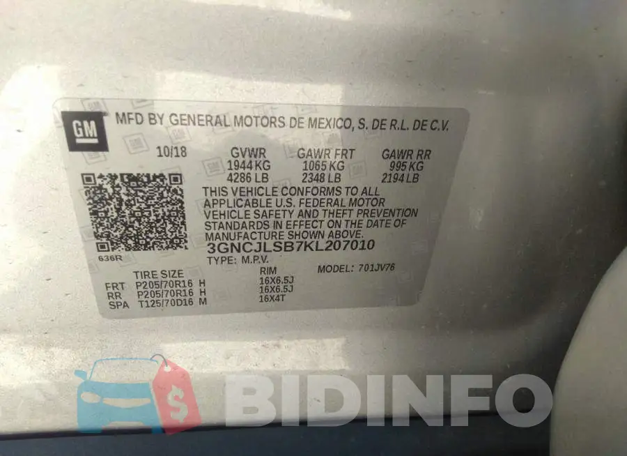 3GNCJLSB7KL207010 Photo# 9
