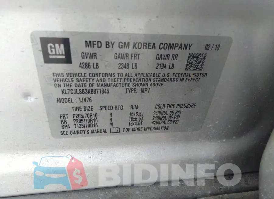 KL7CJLSB3KB871845 Photo# 9