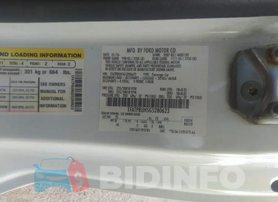 1FATP8UH5G5280623 Photo# 9