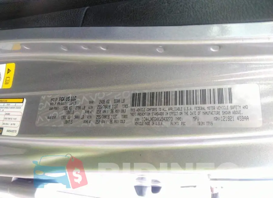 1C4HJXEGXKW543273 Photo# 9