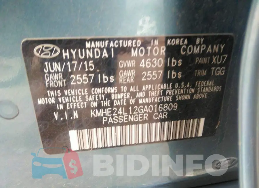 KMHE24L12GA016809 Photo# 9