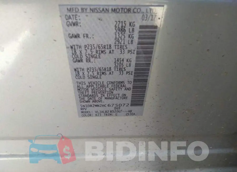 5N1DR2MN2HC675072 Photo# 9
