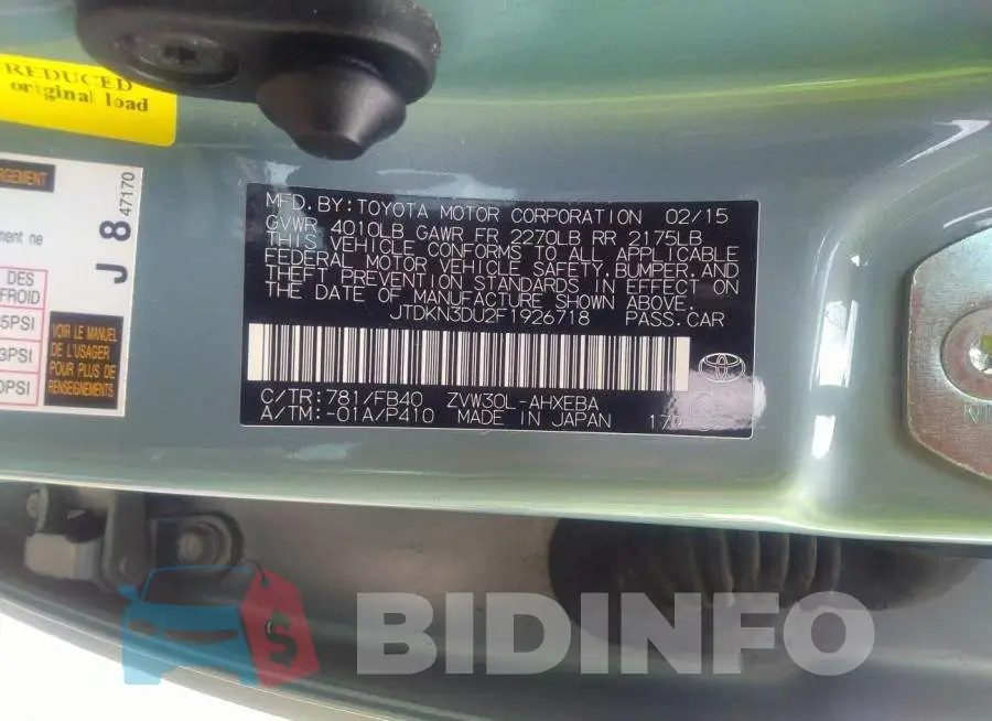 JTDKN3DU2F1926718 Photo# 9