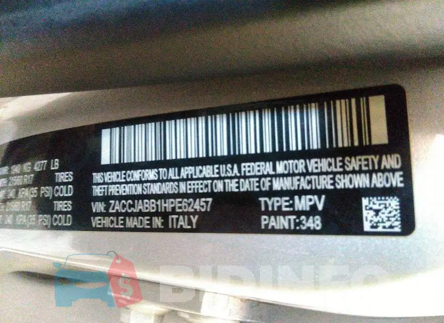 ZACCJABB1HPE62457 Photo# 9