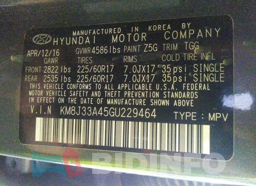 KM8J33A45GU229464 Photo# 9