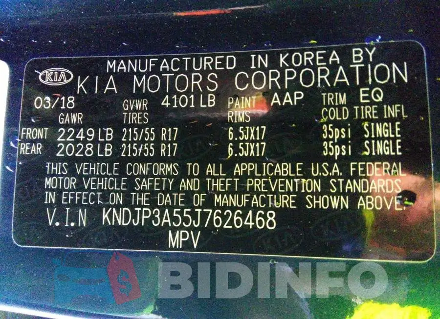 KNDJP3A55J7626468 Photo# 9