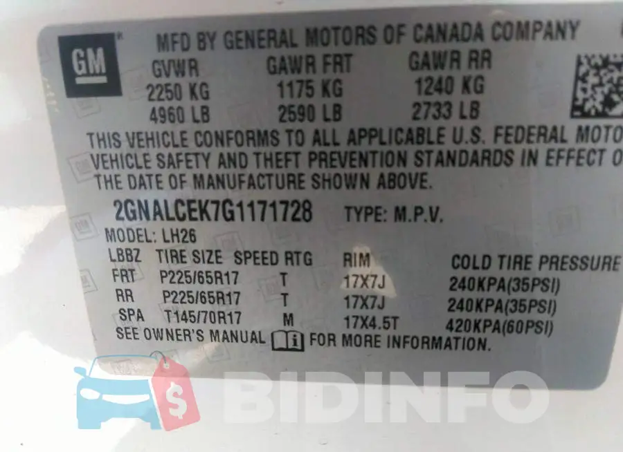 2GNALCEK7G1171728 Photo# 9