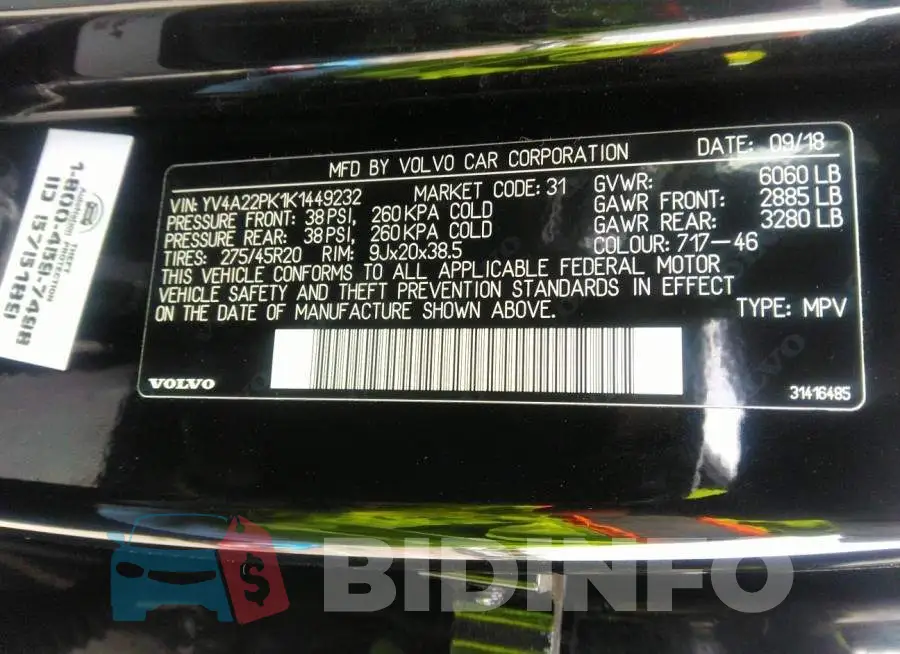 YV4A22PK1K1449232 Photo# 9