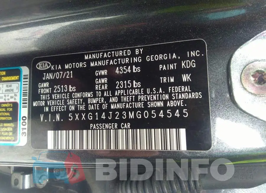 5XXG14J23MG054545 Photo# 9