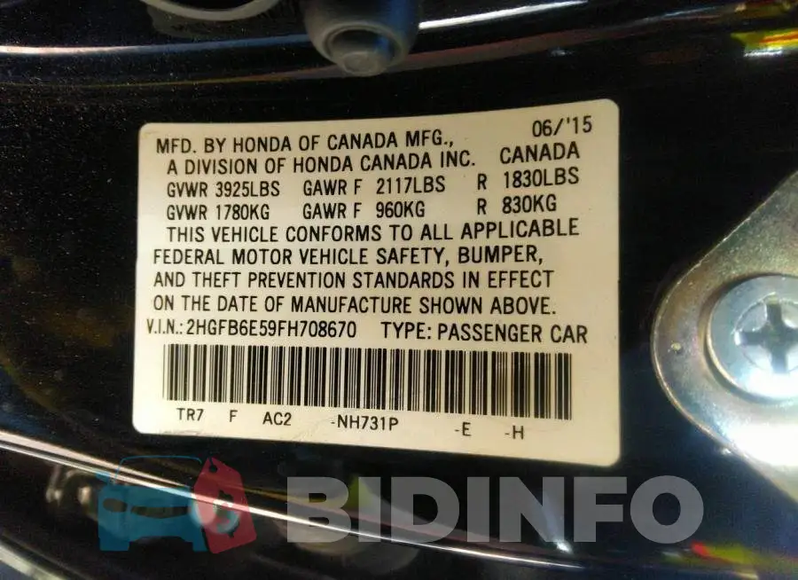 2HGFB6E59FH708670 Photo# 9