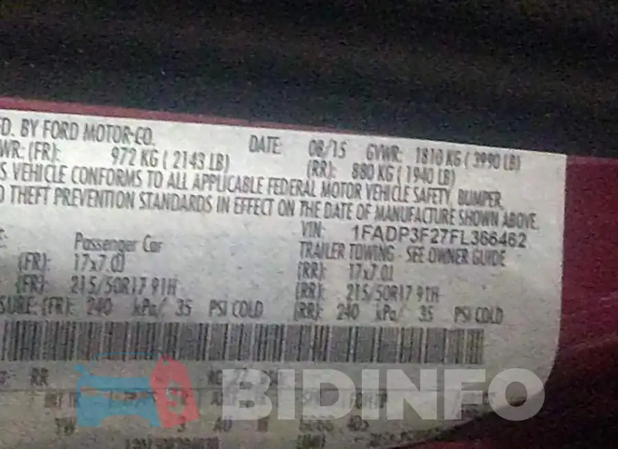 1FADP3F27FL366462 Photo# 9