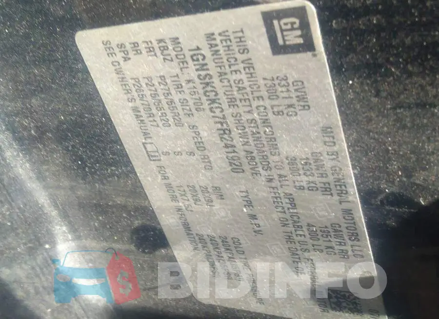 1GNSKCKC7FR241920 Photo# 9