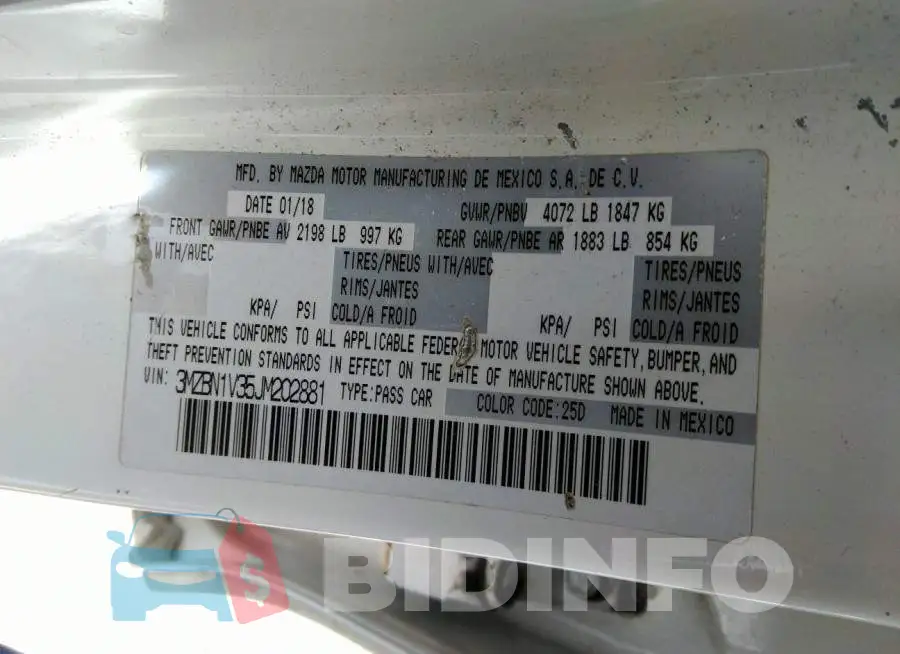 3MZBN1V35JM202881 Photo# 9