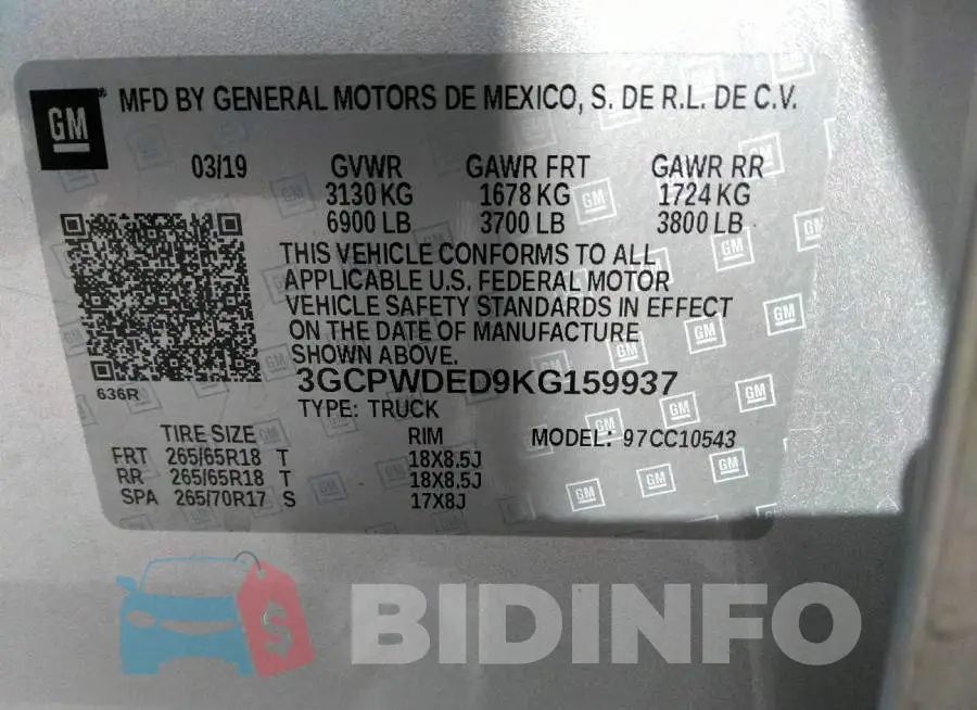 3GCPWDED9KG159937 Photo# 9