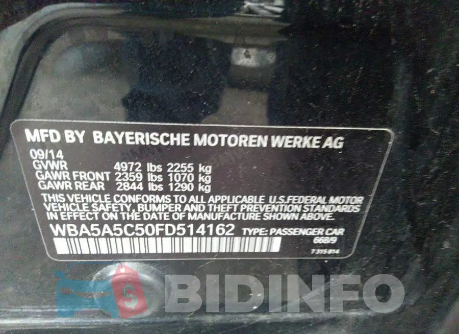 WBA5A5C50FD514162 Photo# 9
