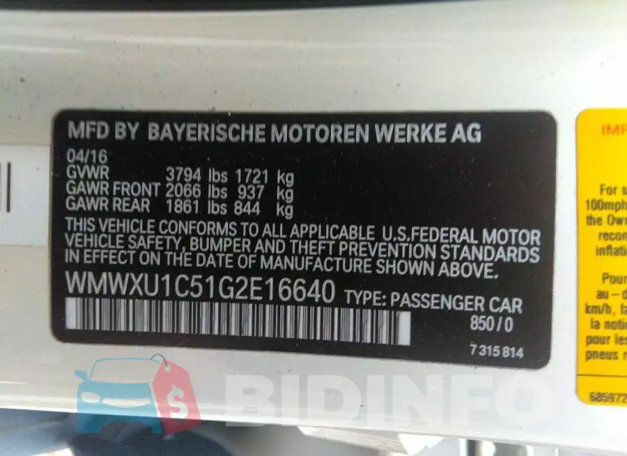 WMWXU1C51G2E16640 Photo# 9