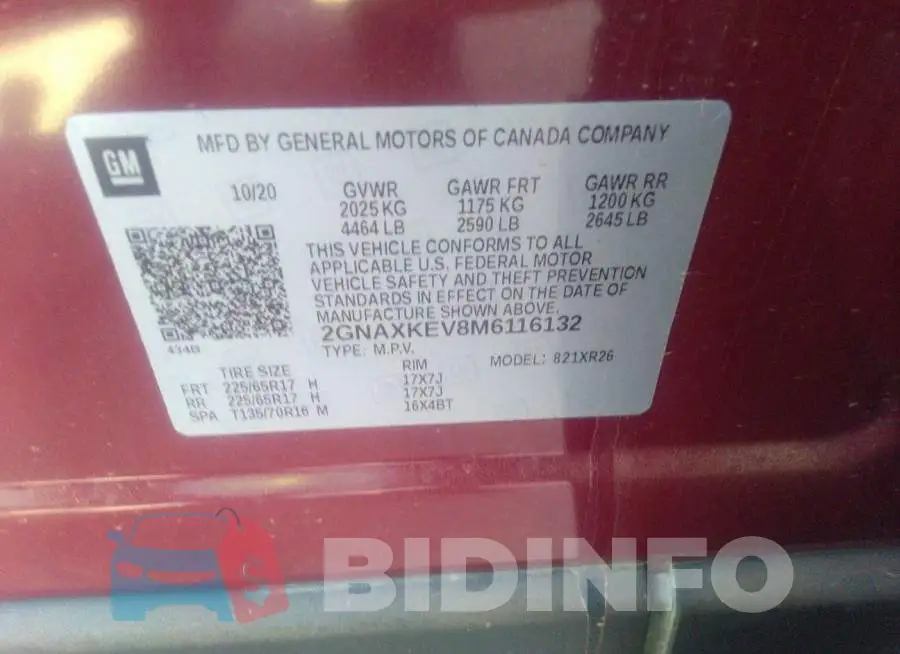 2GNAXKEV8M6116132 Photo# 9