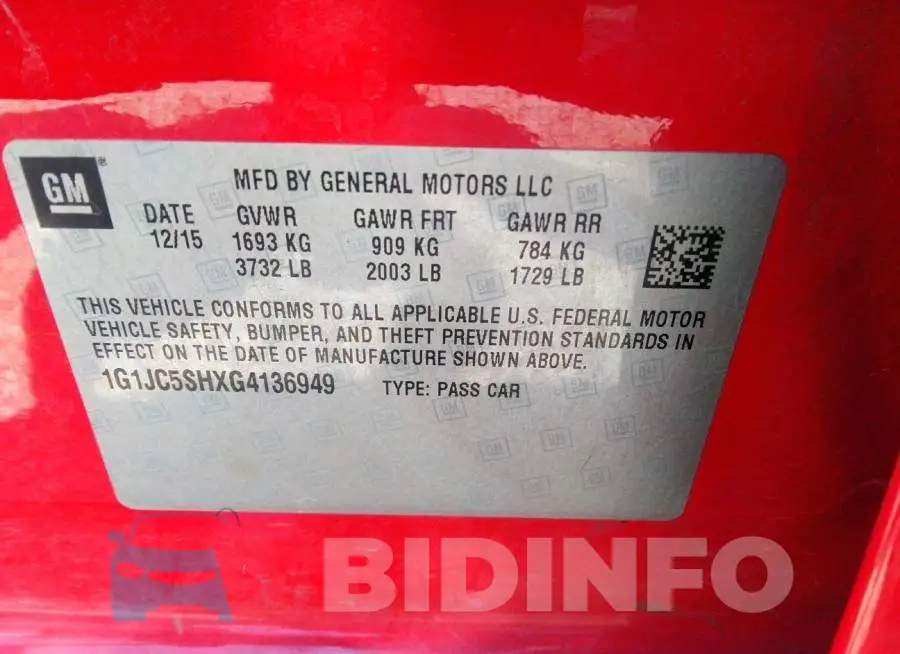 1G1JC5SHXG4136949 Photo# 9