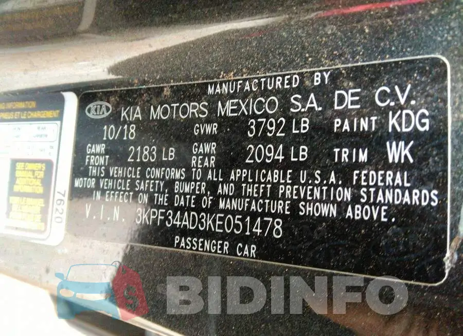 3KPF34AD3KE051478 Photo# 9