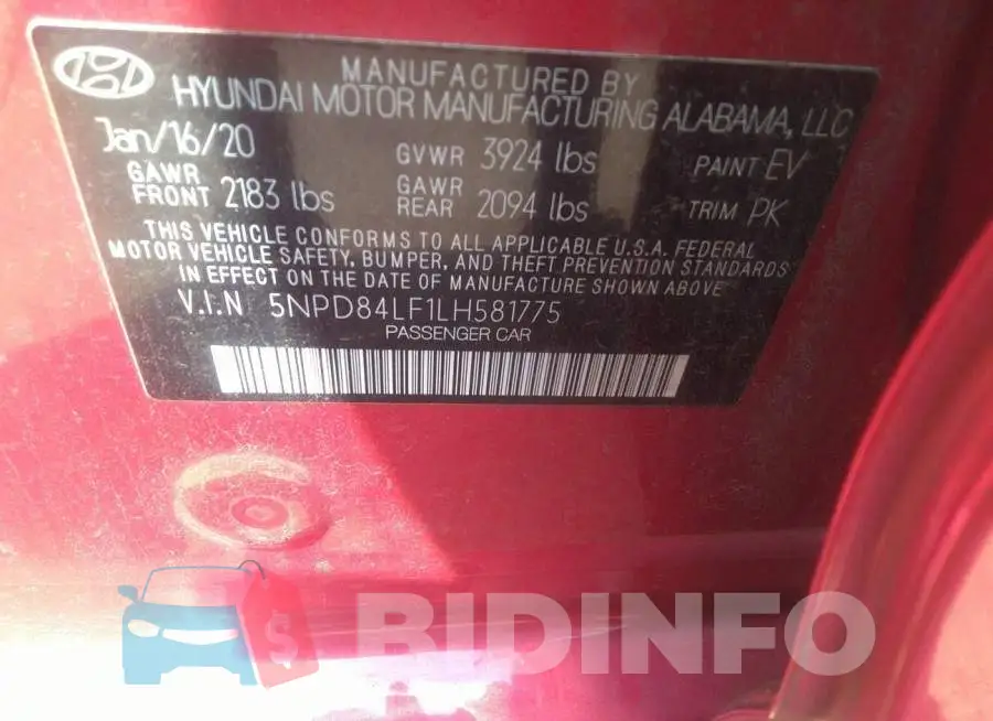 5NPD84LF1LH581775 Photo# 9