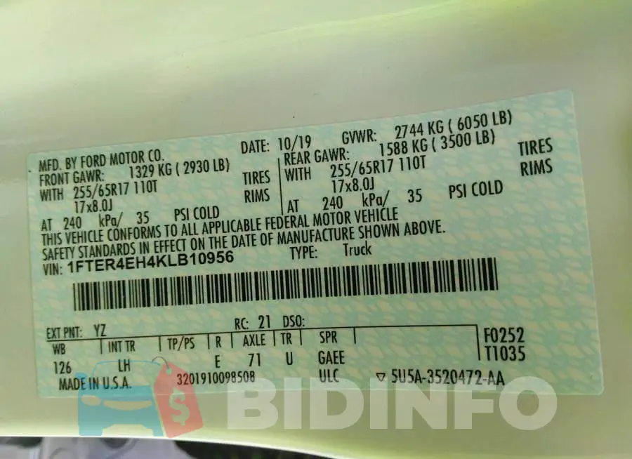 1FTER4EH4KLB10956 Photo# 9