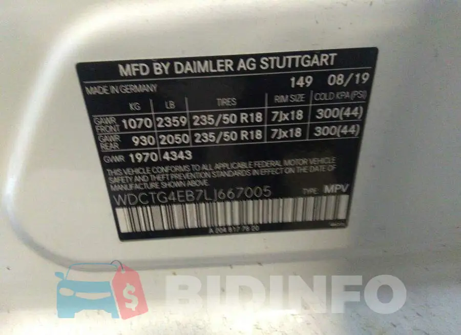 WDCTG4EB7LJ667005 Photo# 9