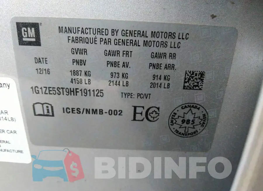 1G1ZE5ST9HF191125 Photo# 9